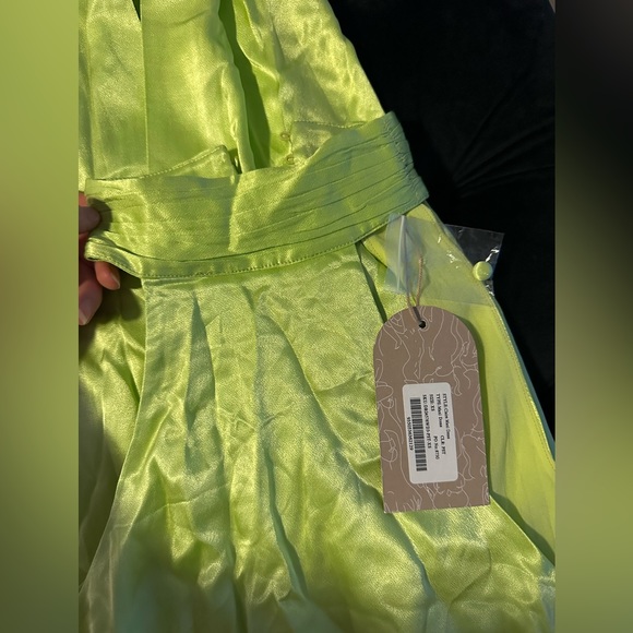 Satin Drape Back Maxi Dress - Pistachio Green - Picture 6 of 8